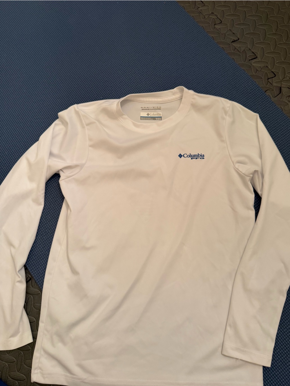 Columbia White Performance Crew with Blue Logo